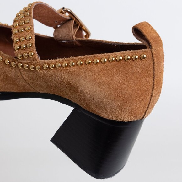 Jeffrey Campbell x Free People Walk On By Heels Studded Brown Suede Leather - Picture 11 of 16